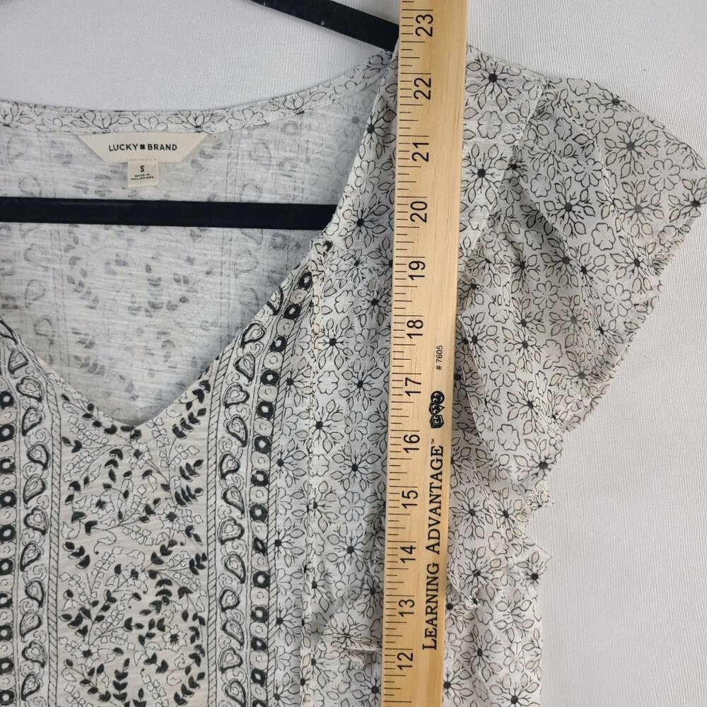 Lucky Brand Womens Ruffle Sleeve Floral Printed Top Small - Picture 8 of 9